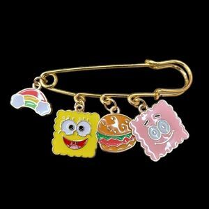 2/$20 Brand New Spongebob Gold Pin With Charms
